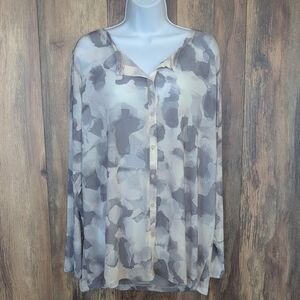 NWT LOGO Lori Goldstein Women's Abstract Sheer Blouse 2X                C325